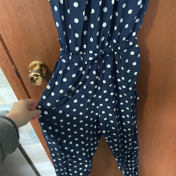 Polka dot pants suit romper navy - Picture 2 of 5